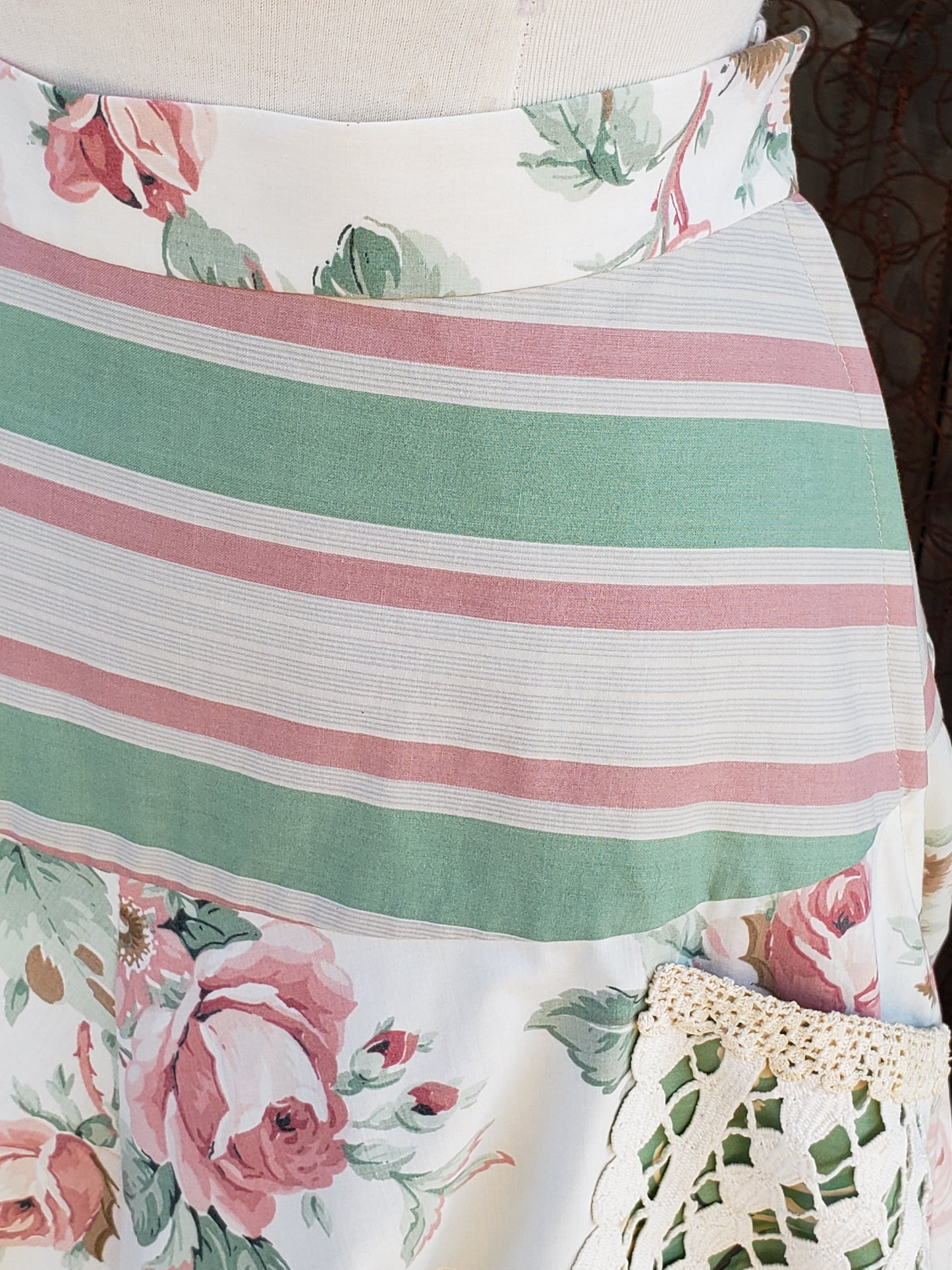 Handmade floral and stripe skirt