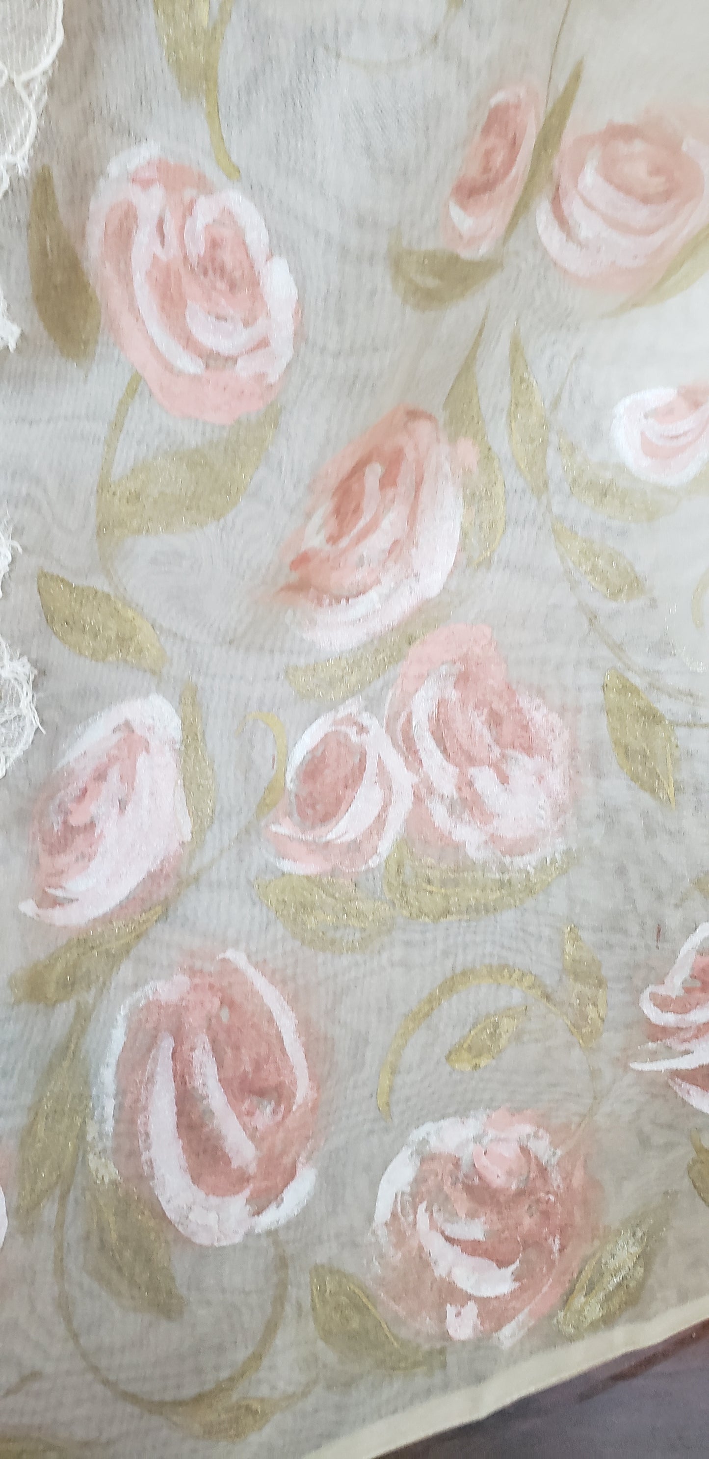 Handpainted bridal skirt with roses