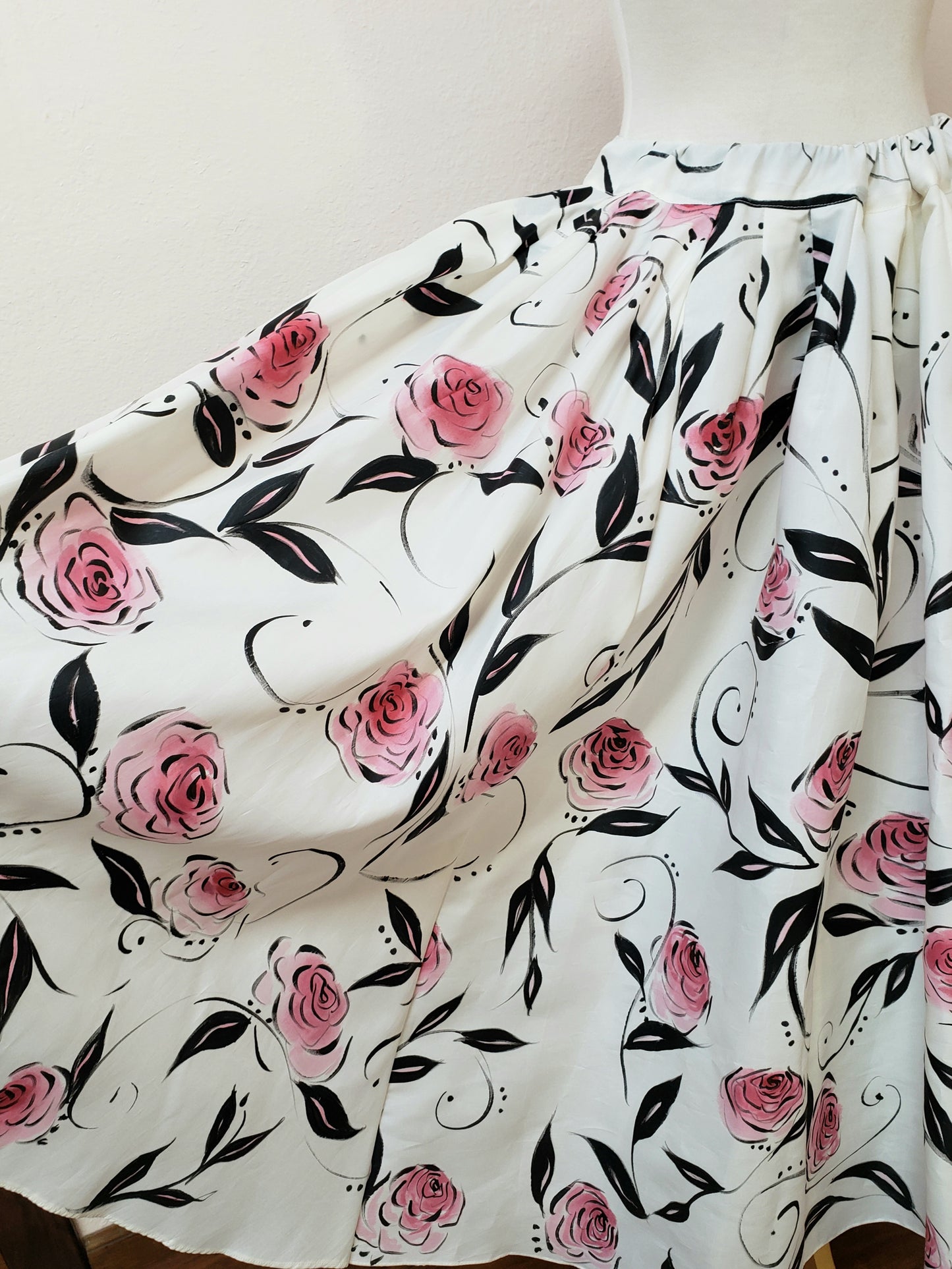 Handpainted floral skirt