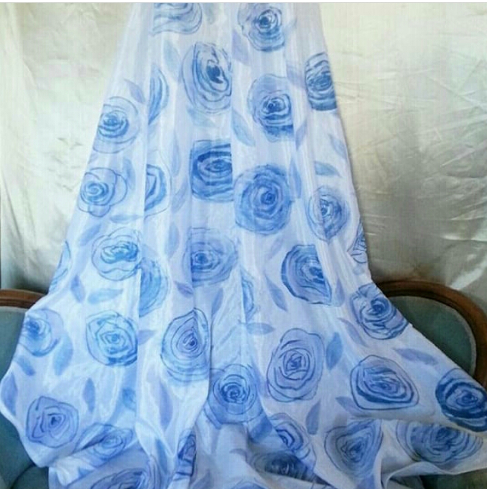 Handpainted blue rose skirt