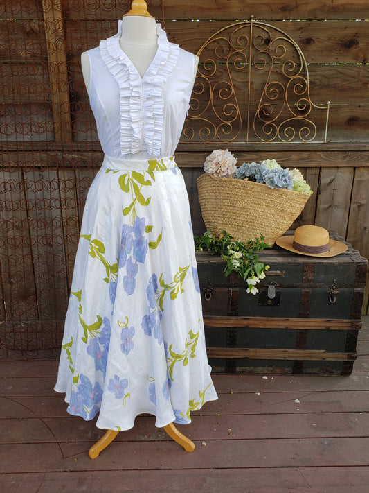 Handpainted skirt with irises