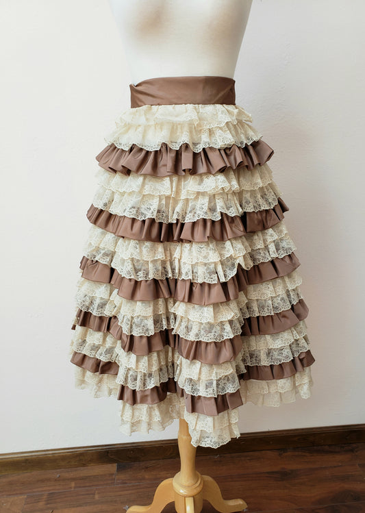 Vintage brown ruffle skirt