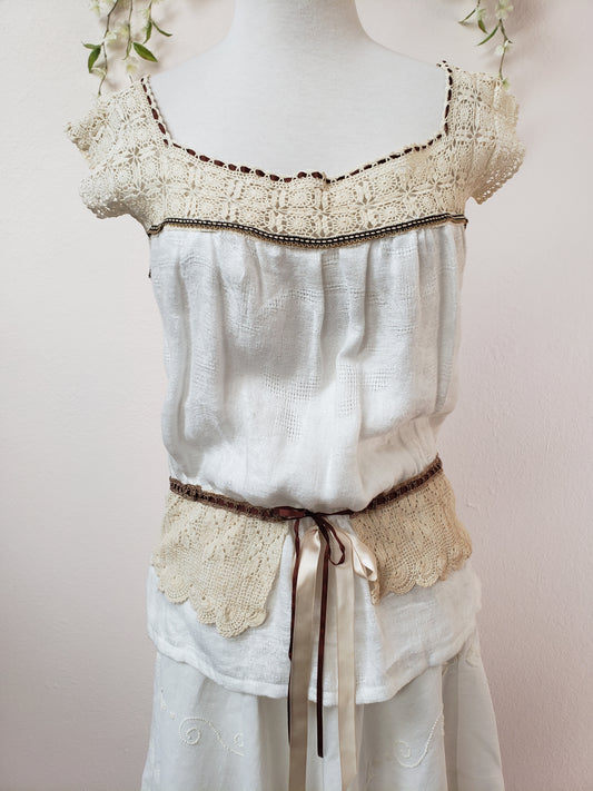 Vintage camisole with crochet trim