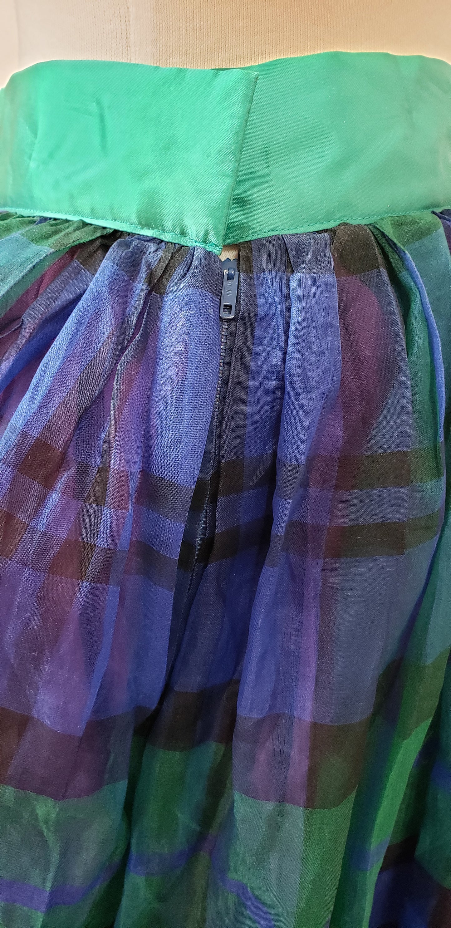 Vintage blue and green plaid skirt