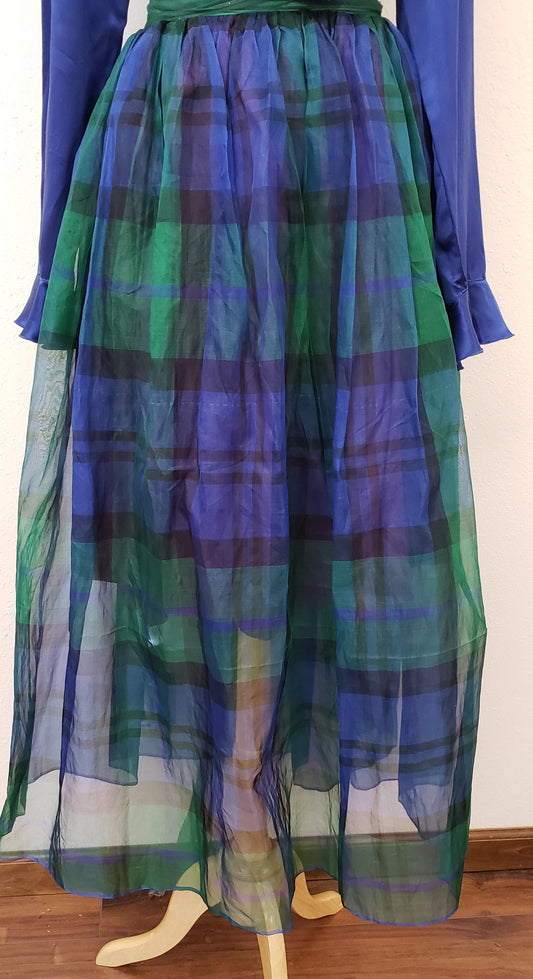 Vintage blue and green plaid skirt