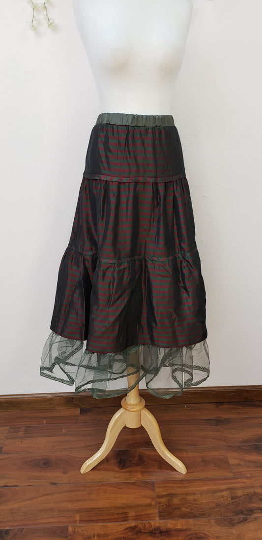 Vintage green and red striped skirt